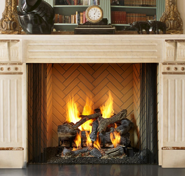 Biltmore 50 Radiant Wood Burning Fireplace w/Herringbone Brick Pattern